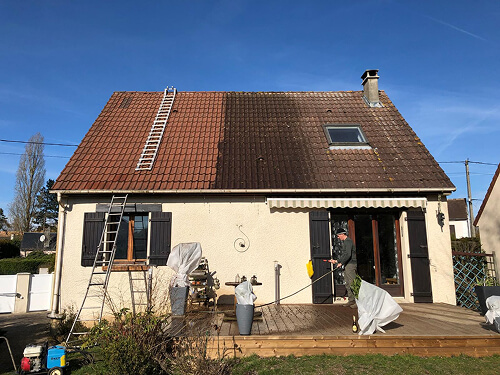 Application traitement antimousse toiture Essonne