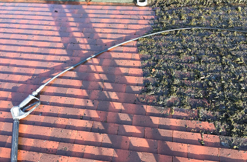 Nettoyage et élimination des mousses sur une toiture 91