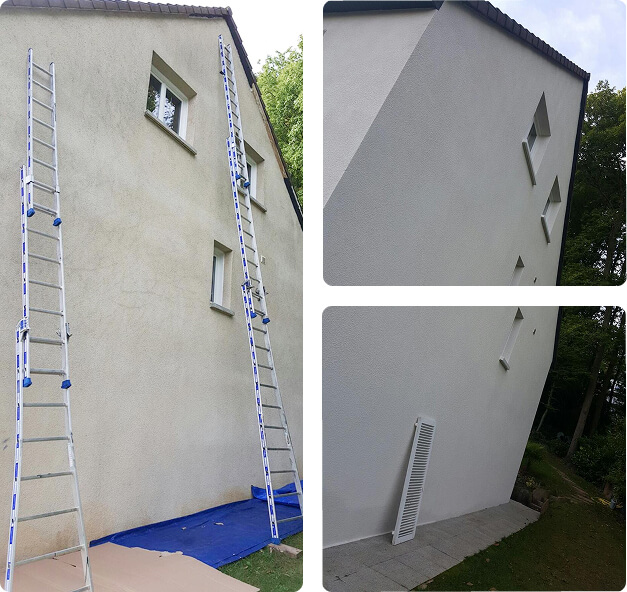 Travaux de rénovation et peinture de façade de maison